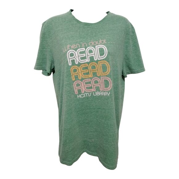 Vtg Retro Graphic Tshirt Read Bookworm Green Short Sleeve T-shirt Jersey Knit... - Picture 1 of 12